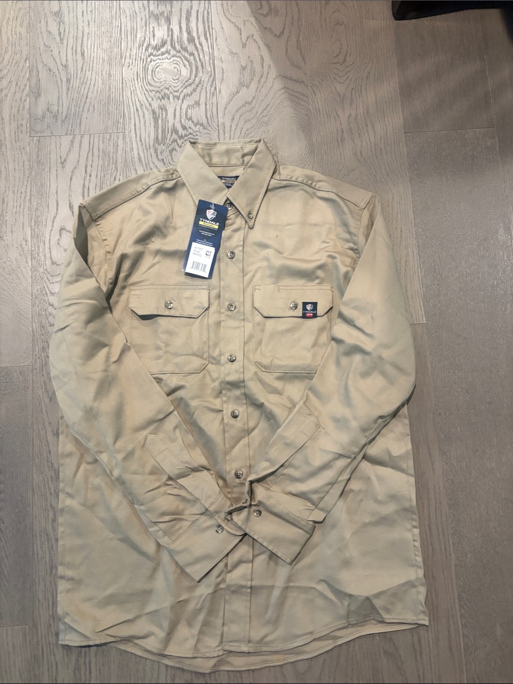 Men's Tan Work Shirt Jacket with Button-Front
